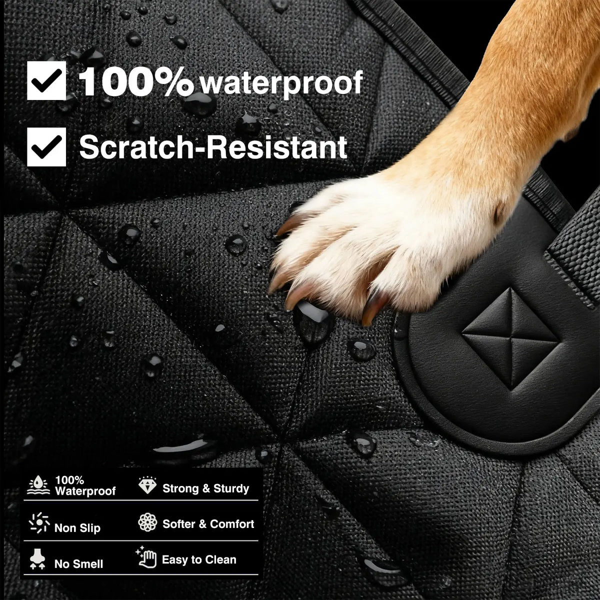 Dog Car Seat Cover for Back Seat, 100% Waterproof Dog Hammock Scratchproof, 600D Nonslip with Mesh Window and Storage Pocket, Cars Trucks SUV
