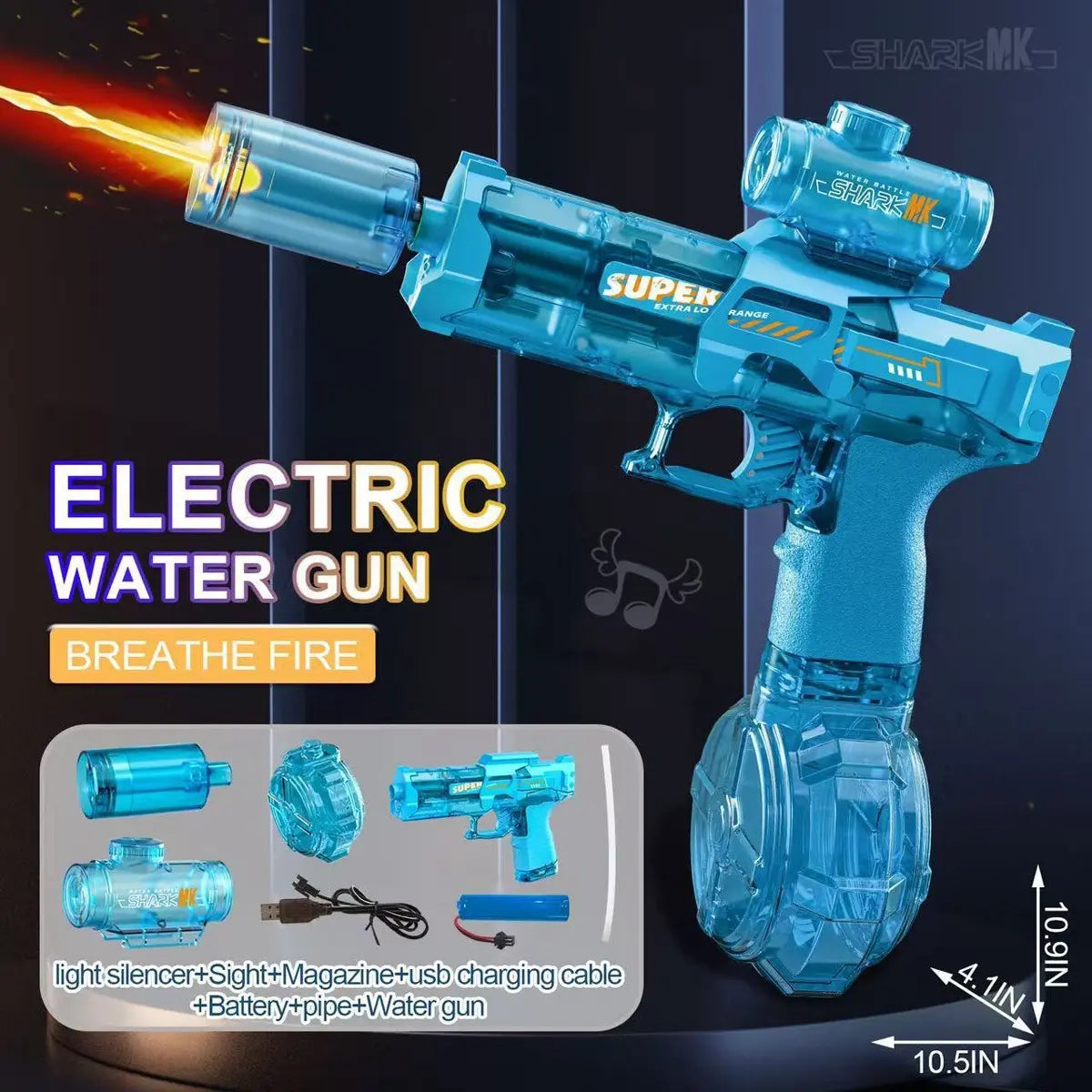 High Performance Pressure Enhanced Electric Water Toy Gun with LED Glowing Lights and Tactical Recoil Feeling, Perfect for Water Battle Games in Beach Resort Swimming Pool and Family Summer Celebration Events