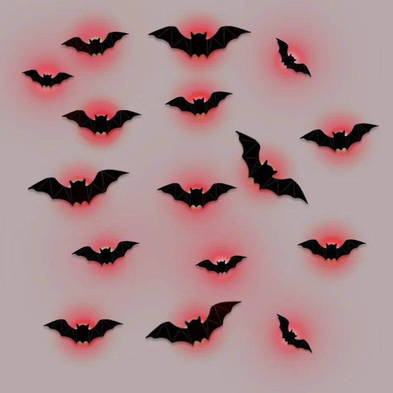 LED Halloween Bat Wall Decorations — 16-Piece Set