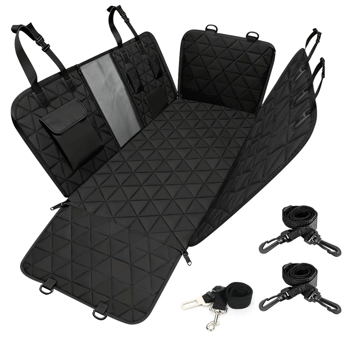 Dog Car Seat Cover for Back Seat, 100% Waterproof Dog Hammock Scratchproof, 600D Nonslip with Mesh Window and Storage Pocket, Cars Trucks SUV