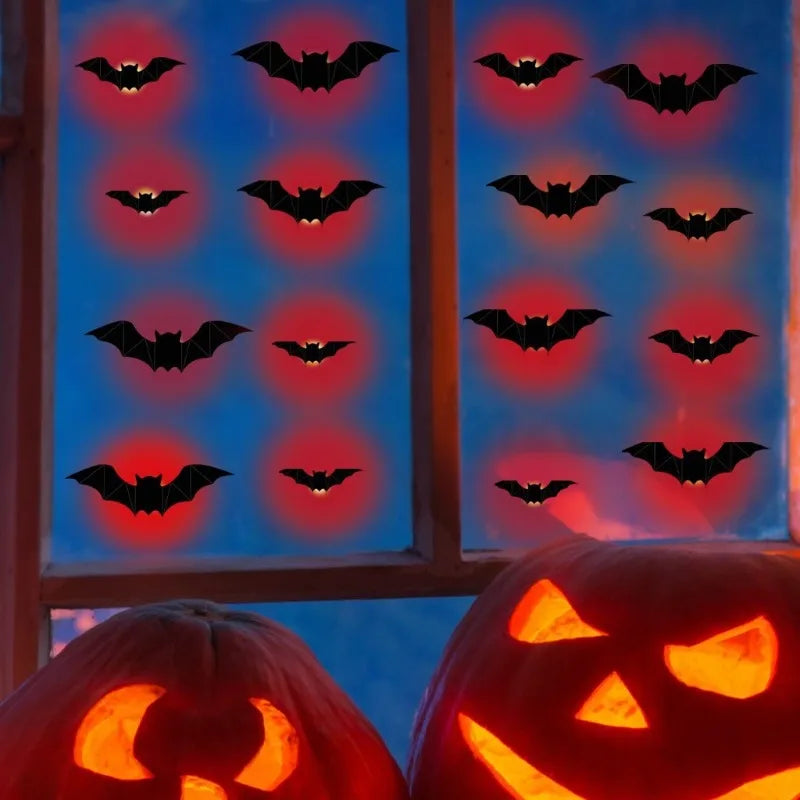 LED Halloween Bat Wall Decorations — 16-Piece Set