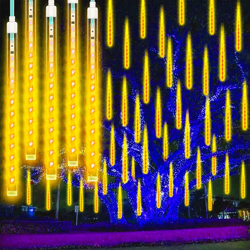 Outdoor LED Meteor Shower Lights Falling Rain Drop Fairy String Light Waterproof for Christmas Party Garden Holiday Decorations