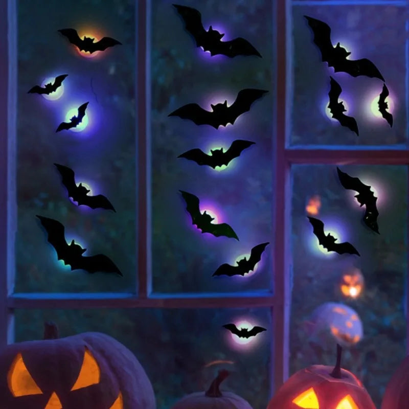 LED Halloween Bat Wall Decorations — 16-Piece Set