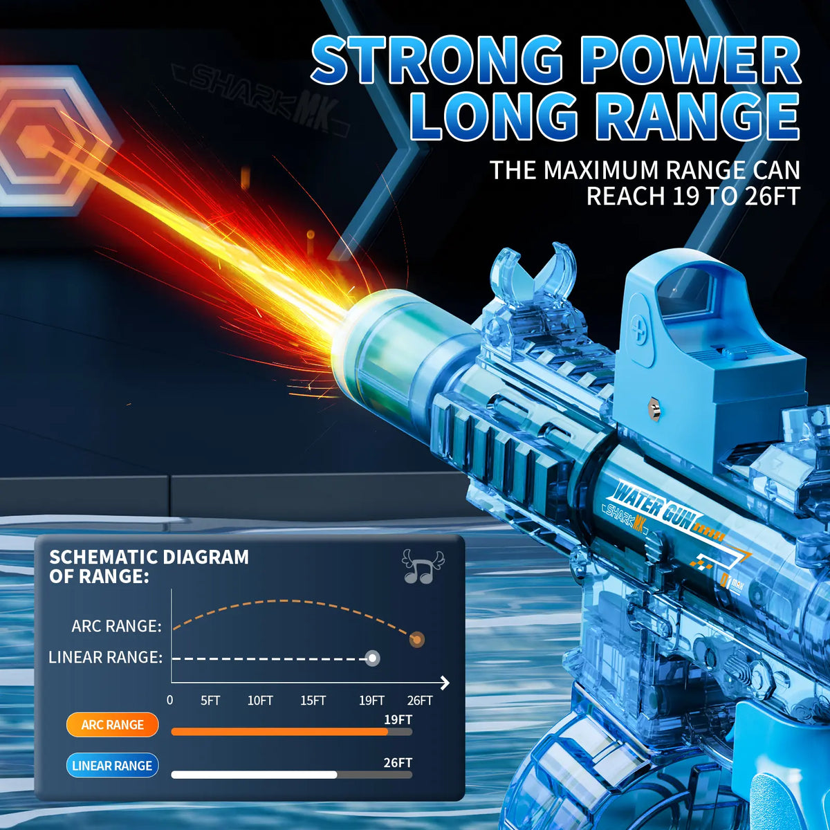 High Performance Pressure Enhanced Electric Water Toy Gun with LED Glowing Lights and Tactical Recoil Feeling, Perfect for Water Battle Games in Beach Resort Swimming Pool and Family Summer Celebration Events