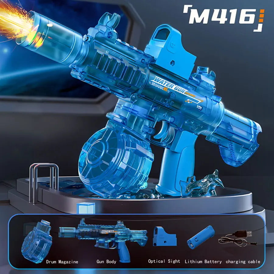 High Performance Pressure Enhanced Electric Water Toy Gun with LED Glowing Lights and Tactical Recoil Feeling, Perfect for Water Battle Games in Beach Resort Swimming Pool and Family Summer Celebration Events