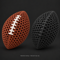 Illustrative brown and black airless footballs on charcoal background