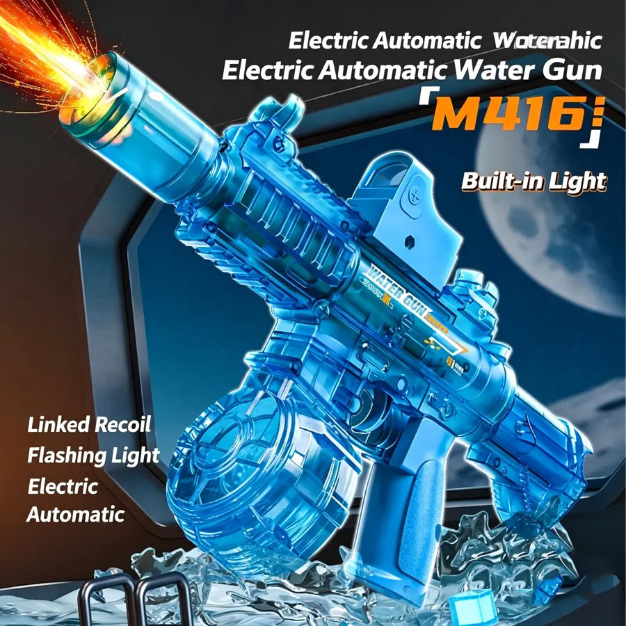 High Performance Pressure Enhanced Electric Water Toy Gun with LED Glowing Lights and Tactical Recoil Feeling, Perfect for Water Battle Games in Beach Resort Swimming Pool and Family Summer Celebration Events