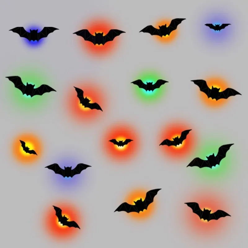 LED Halloween Bat Wall Decorations — 16-Piece Set